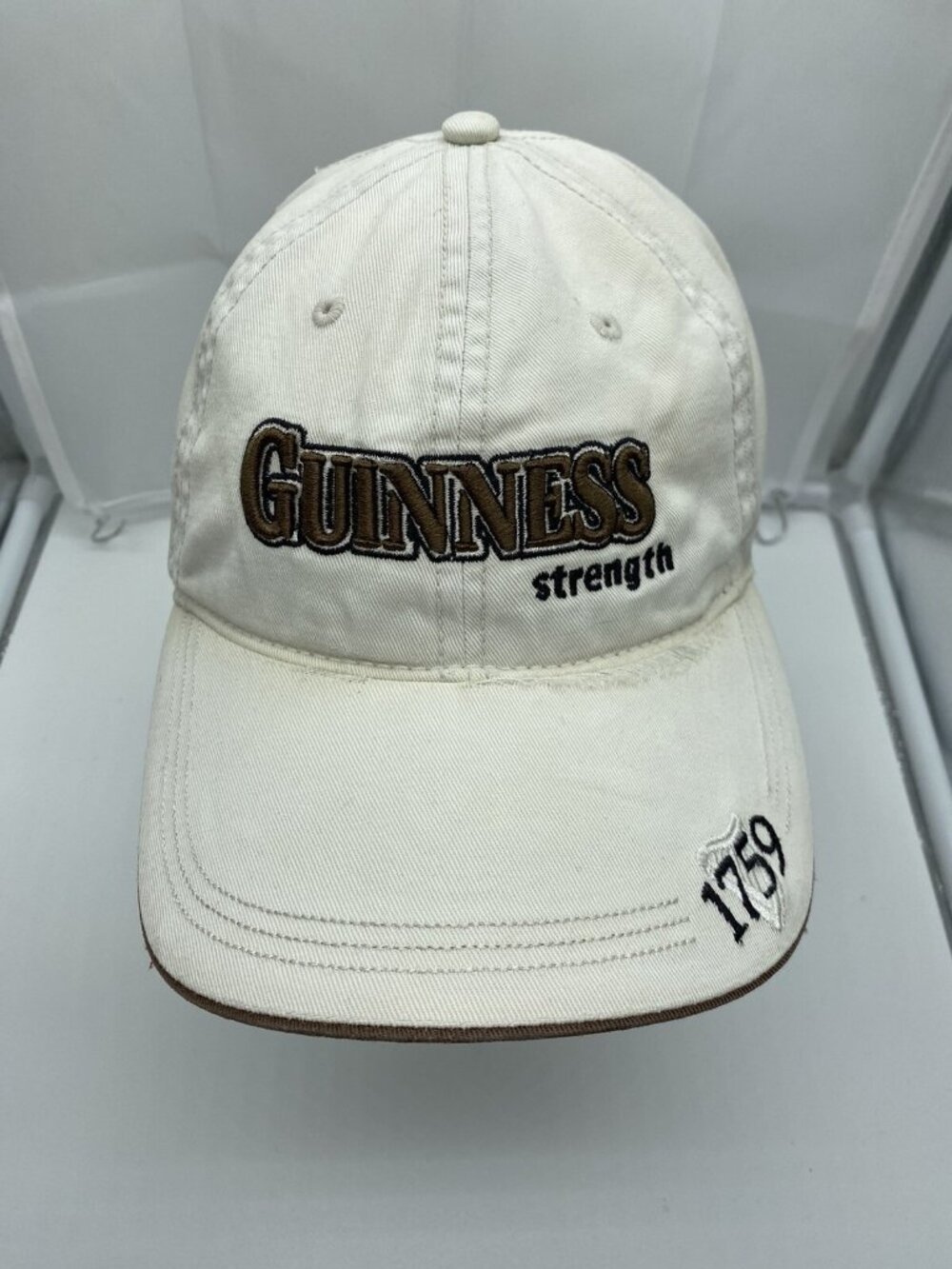 Guinness Strength Cream Spell Out Hat Adjustable Hook & Loop Beer Cap Adult